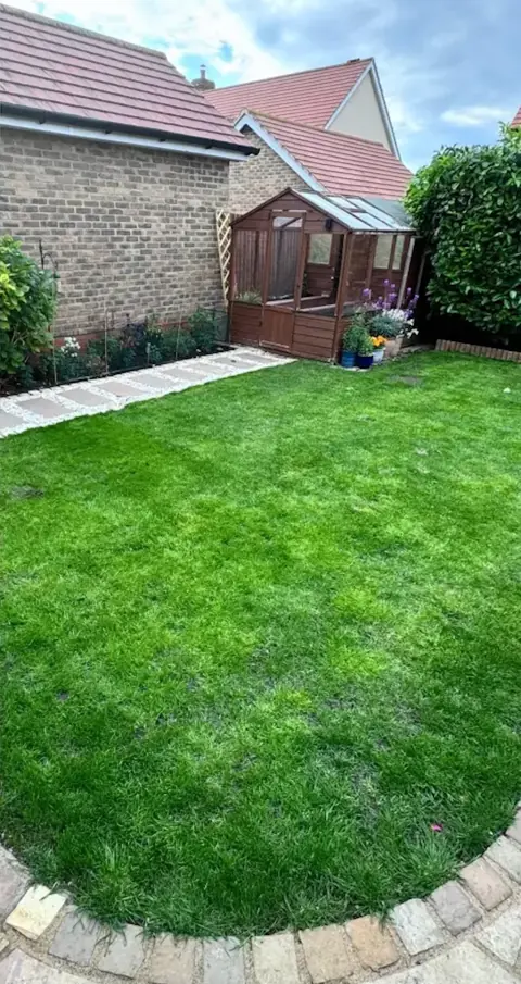 Finished garden with green lawn